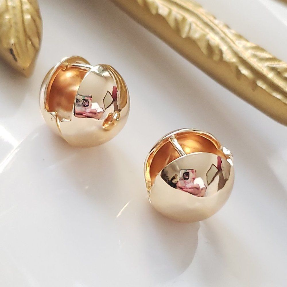 New! Anthro Gold Huggie Earrings - Picture 4 of 12